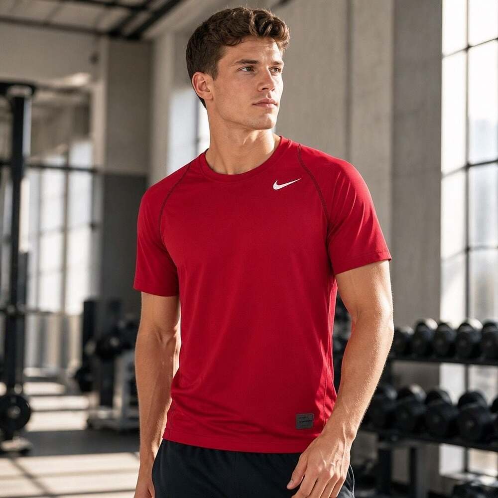 Nike Pro Dri-FIT Short-Sleeve Fitness Top Red